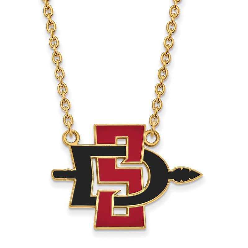 14ky LogoArt San Diego State University Large Pendant w-Necklace - Seattle Gold Grillz