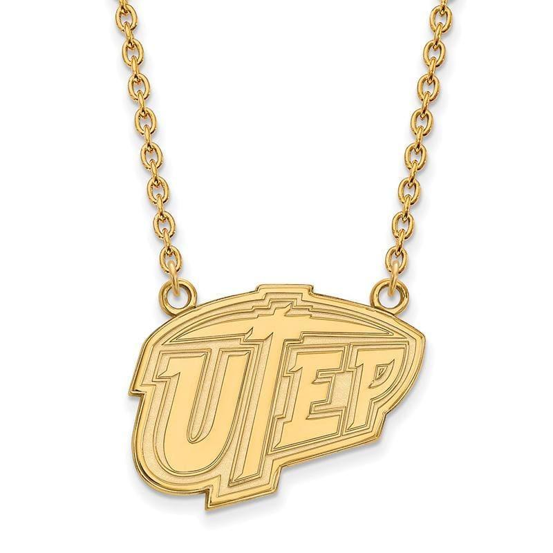 14ky LogoArt The University of Texas at El Paso Large Pendant w-Necklace - Seattle Gold Grillz