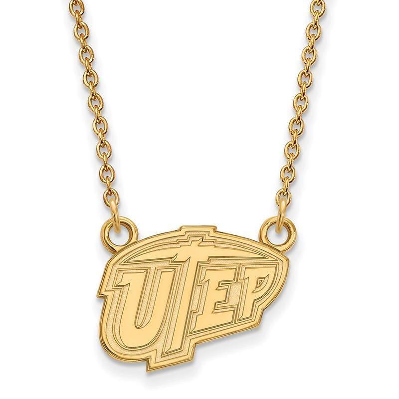 14ky LogoArt The University of Texas at El Paso Small Pendant w-Necklace - Seattle Gold Grillz