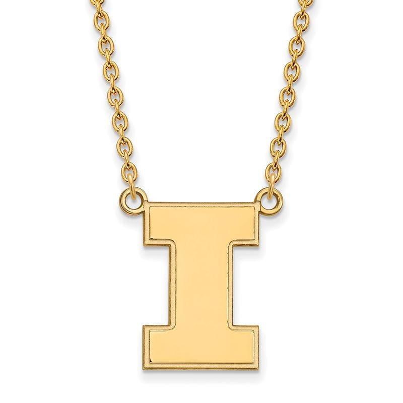 14ky LogoArt University of Illinois Large Pendant w-Necklace - Seattle Gold Grillz