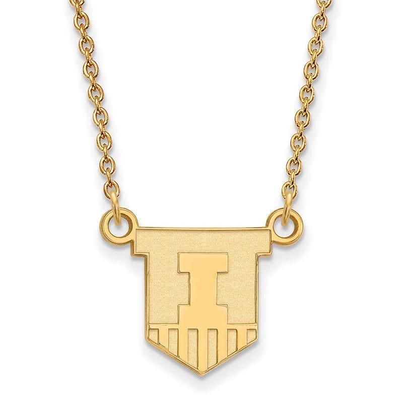 14ky LogoArt University of Illinois Small Pendant w-Necklace - Seattle Gold Grillz