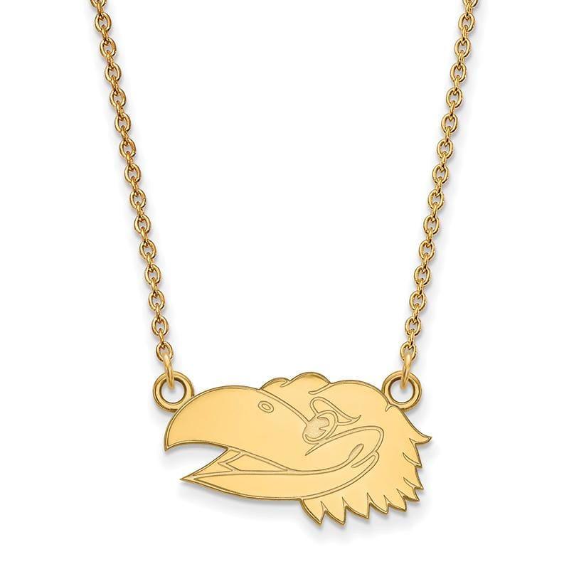 14ky LogoArt University of Kansas Small Pendant w-Necklace - Seattle Gold Grillz