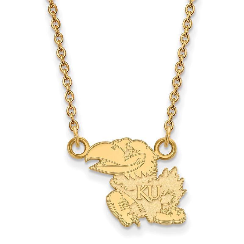 14ky LogoArt University of Kansas Small Pendant w-Necklace - Seattle Gold Grillz