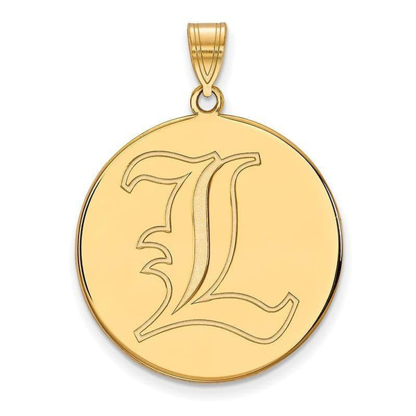 14K Yellow Gold University of Louisville Medium Disc Pendant by LogoArt