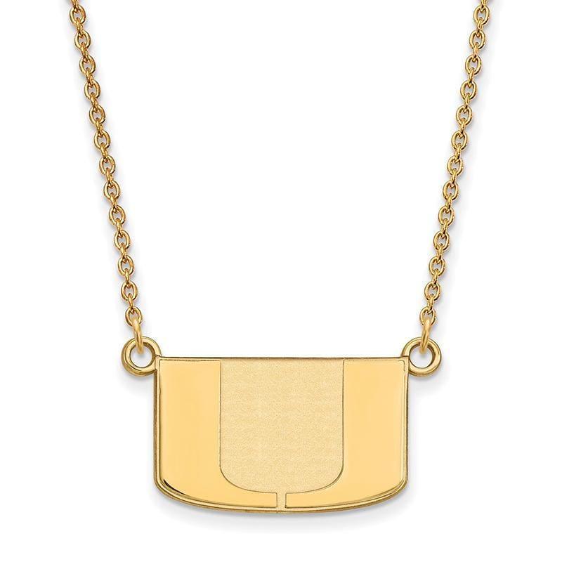 14ky LogoArt University of Miami Small Pendant w-Necklace - Seattle Gold Grillz