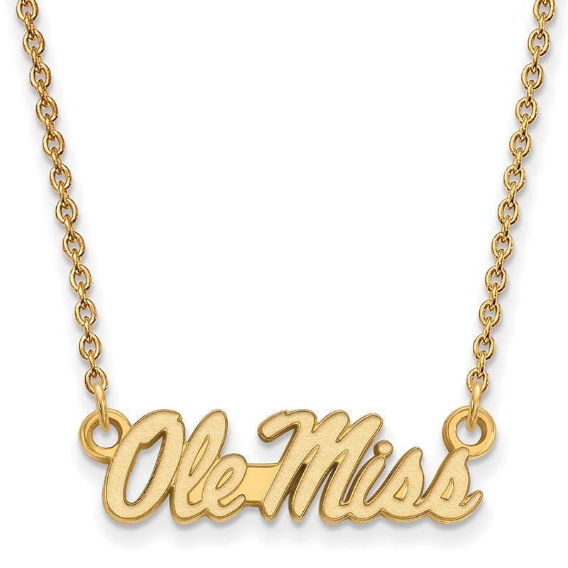 14ky LogoArt University of Mississippi Small Pendant w-Necklace - Seattle Gold Grillz