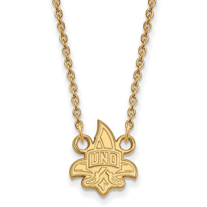 14ky LogoArt University of New Orleans Small Pendant w-Necklace - Seattle Gold Grillz