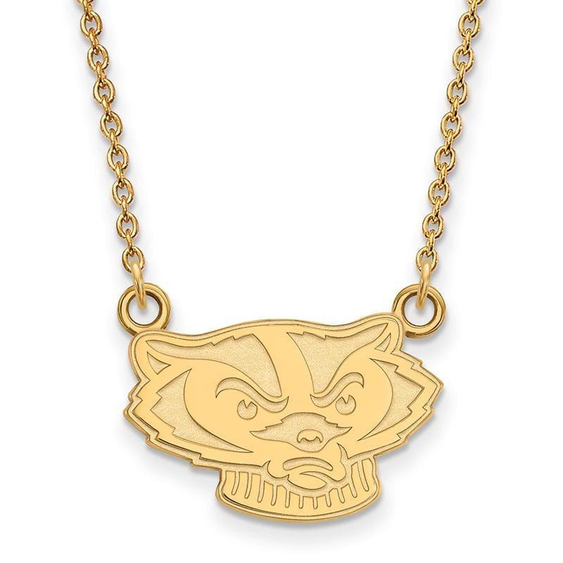 14ky LogoArt University of Wisconsin Small Pendant w-Necklace - Seattle Gold Grillz
