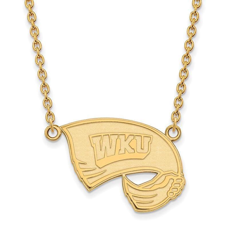 14ky LogoArt Western Kentucky University Large Pendant w-Necklace - Seattle Gold Grillz
