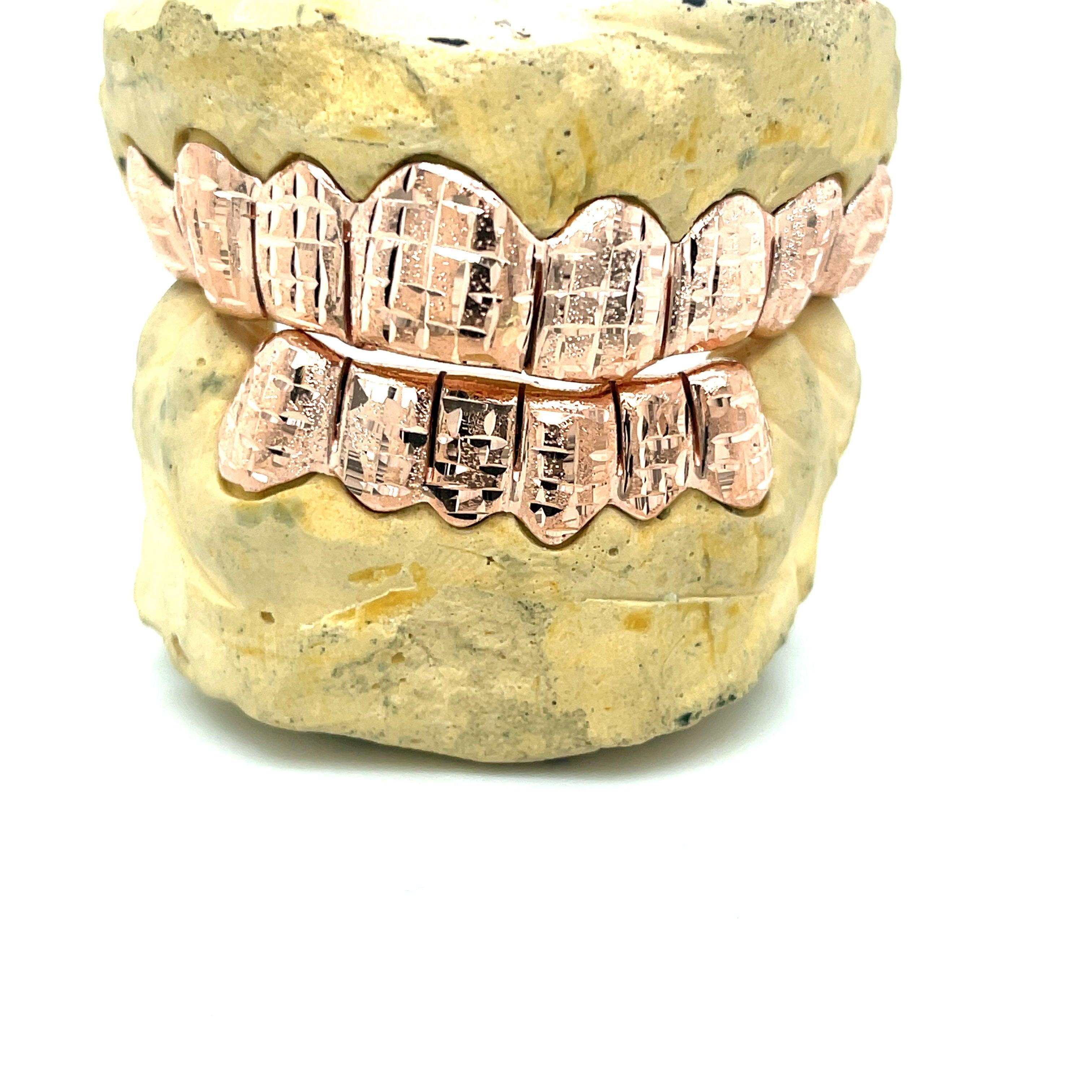 14pc Rose Gold Dusted Bricks Grillz - Seattle Gold Grillz