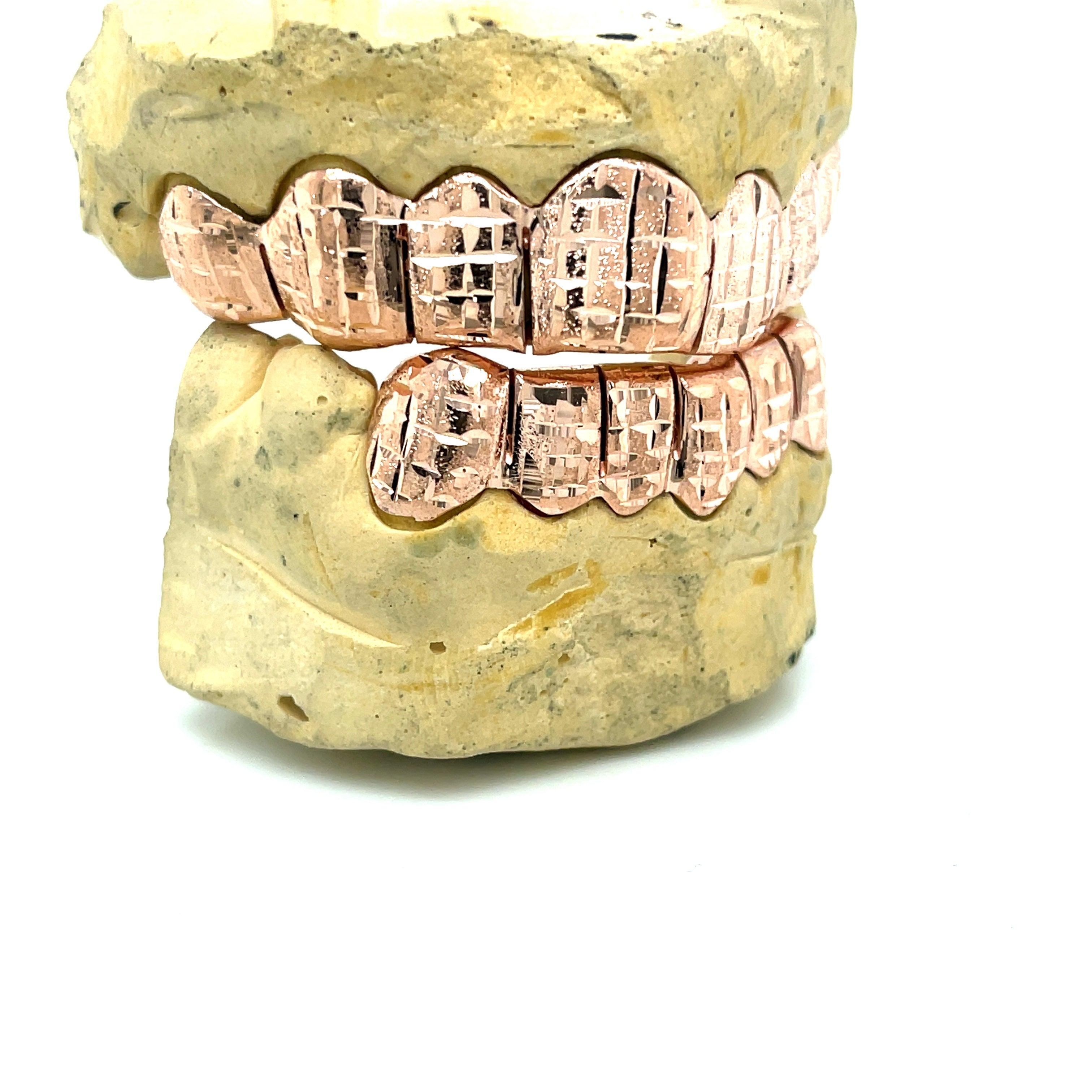 14pc Rose Gold Dusted Bricks Grillz - Seattle Gold Grillz