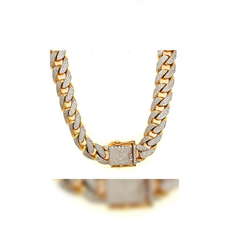 15mm Honeycomb Set Diamond Miami Cuban Link Chain - Seattle Gold Grillz