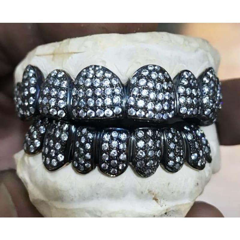 16pc Black Gold Diamond Grillz - Seattle Gold Grillz