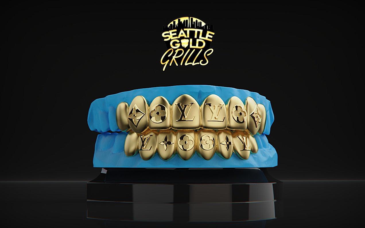 16pc Gold Lasered Grillz - Seattle Gold Grillz
