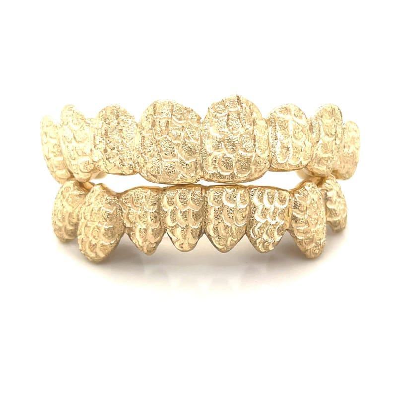 16pc Gold Snakeskin Cut Grillz - Seattle Gold Grillz
