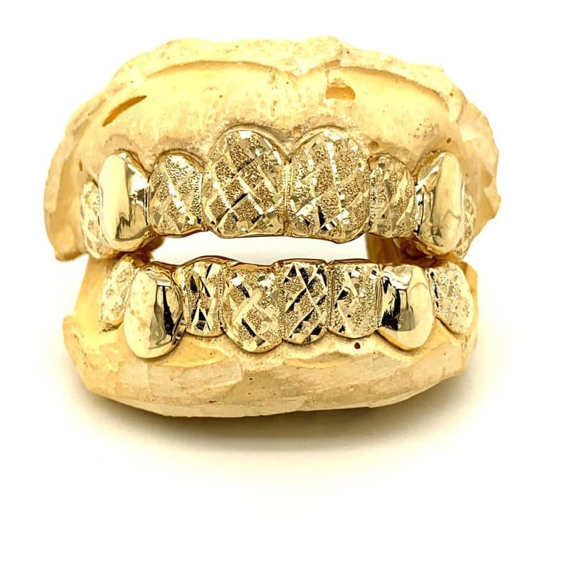 16pc Gold Snowflake Polished Fangs Grillz Set - Seattle Gold Grillz