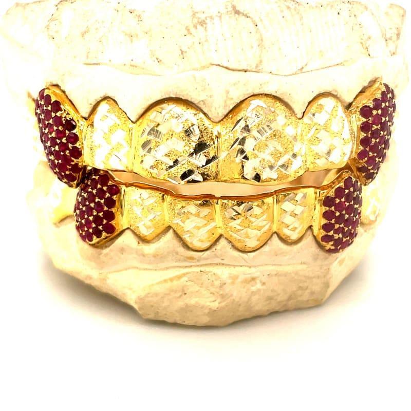 16pc Gold Snowflake Ruby Grillz - Seattle Gold Grillz