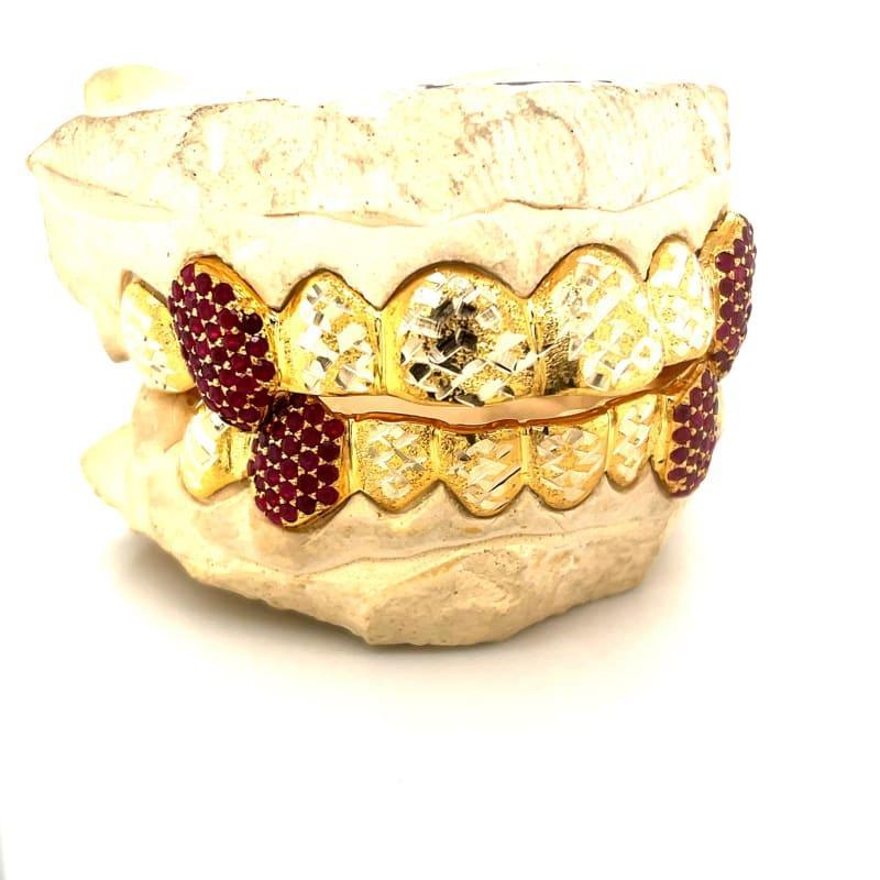 16pc Gold Snowflake Ruby Grillz - Seattle Gold Grillz