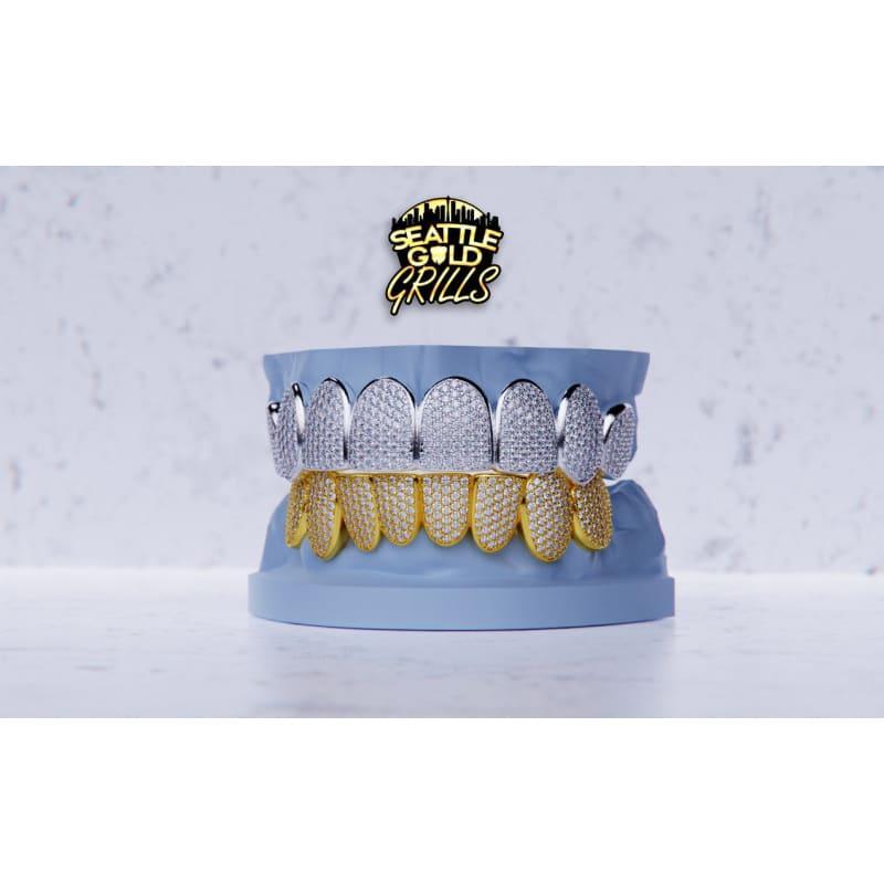 16pc Honeycomb CZ Grillz - Seattle Gold Grillz
