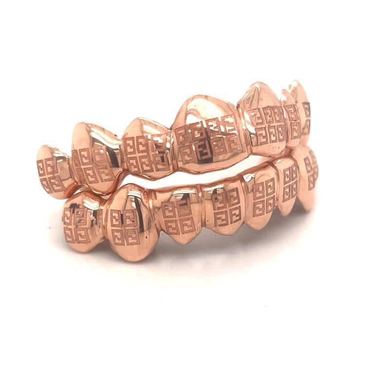 16pc Rose Gold Fendi Grillz - Seattle Gold Grillz