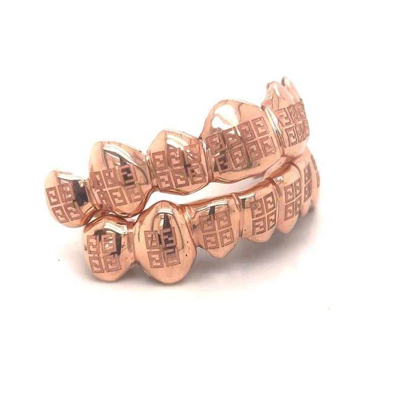 16pc Rose Gold Fendi Grillz - Seattle Gold Grillz