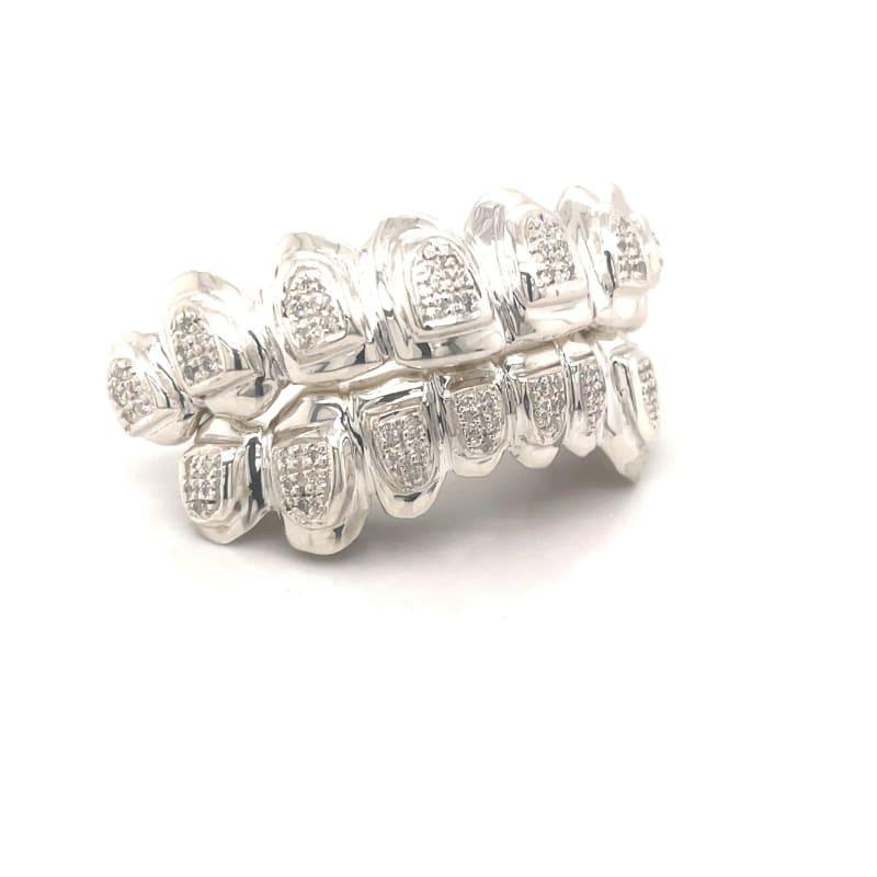 16pc Silver Diamond Grillz - Seattle Gold Grillz