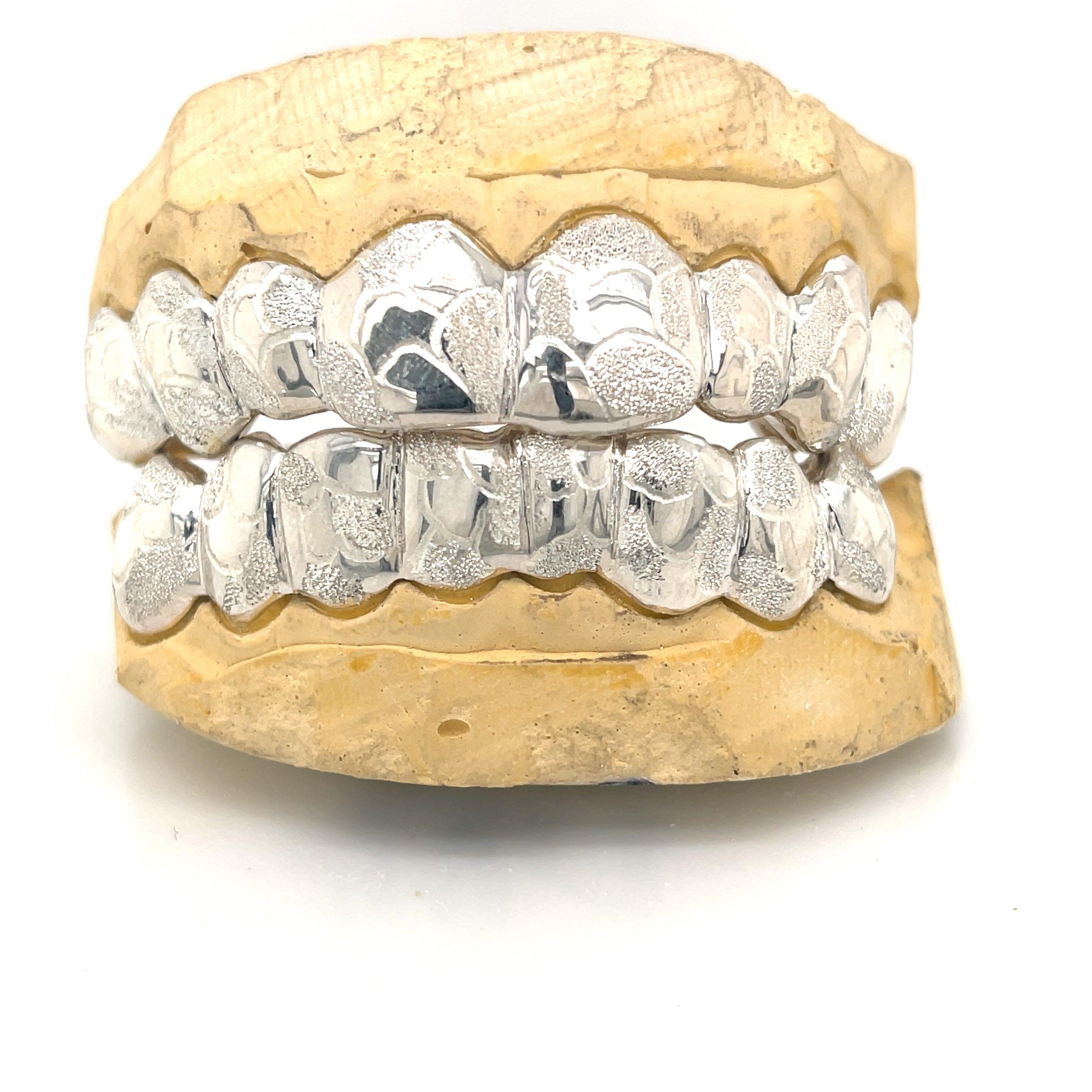 16pc Silver Earth Cut Grillz - Seattle Gold Grillz