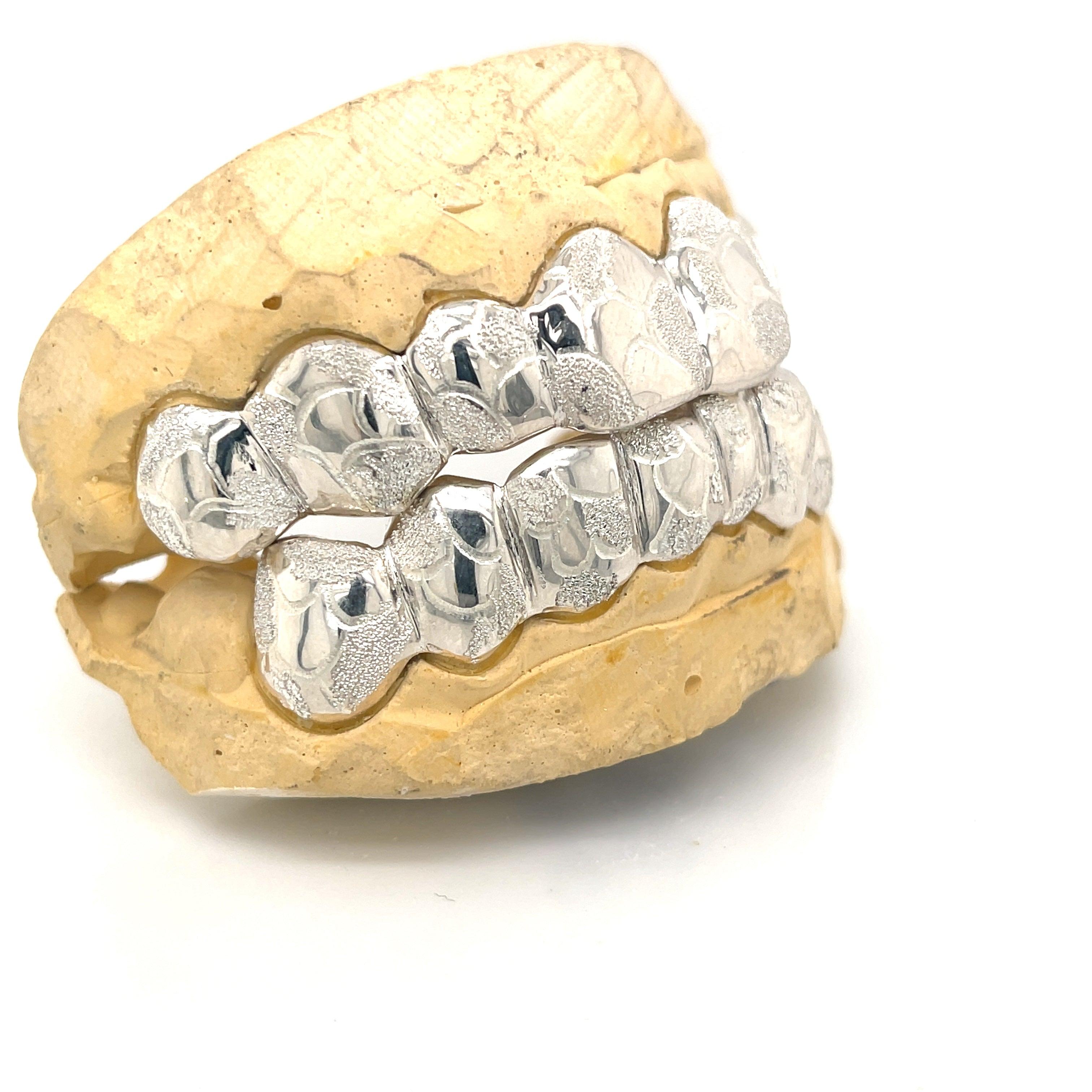 16pc Silver Earth Cut Grillz - Seattle Gold Grillz