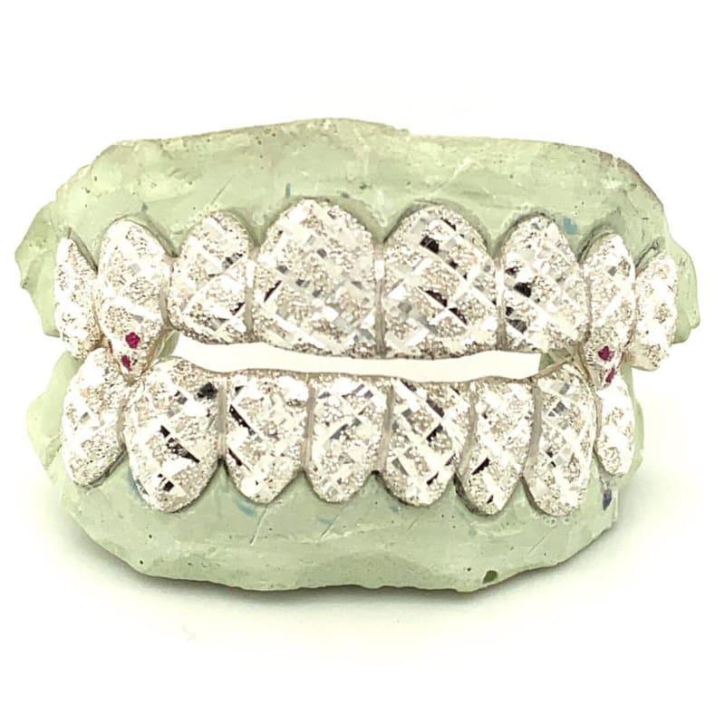 16pc Silver Snowflake Ruby Grillz - Seattle Gold Grillz
