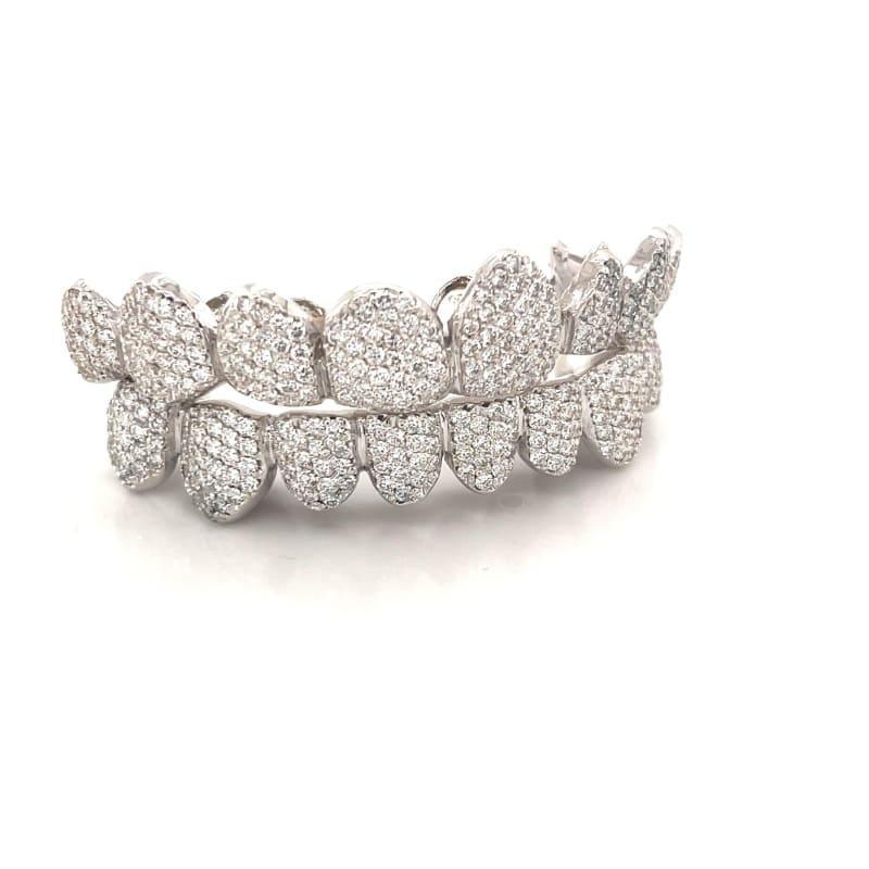 16pc White Gold Honeycomb Grillz - Seattle Gold Grillz