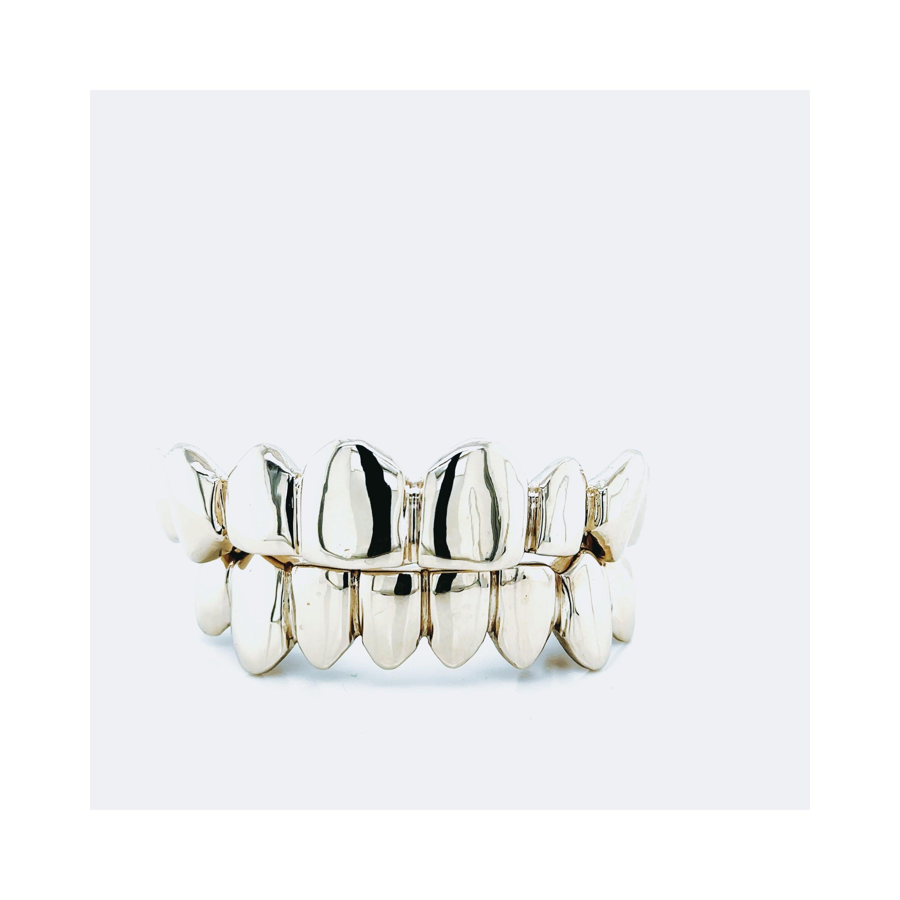 16pc White Gold Perm Cut Grillz - Seattle Gold Grillz