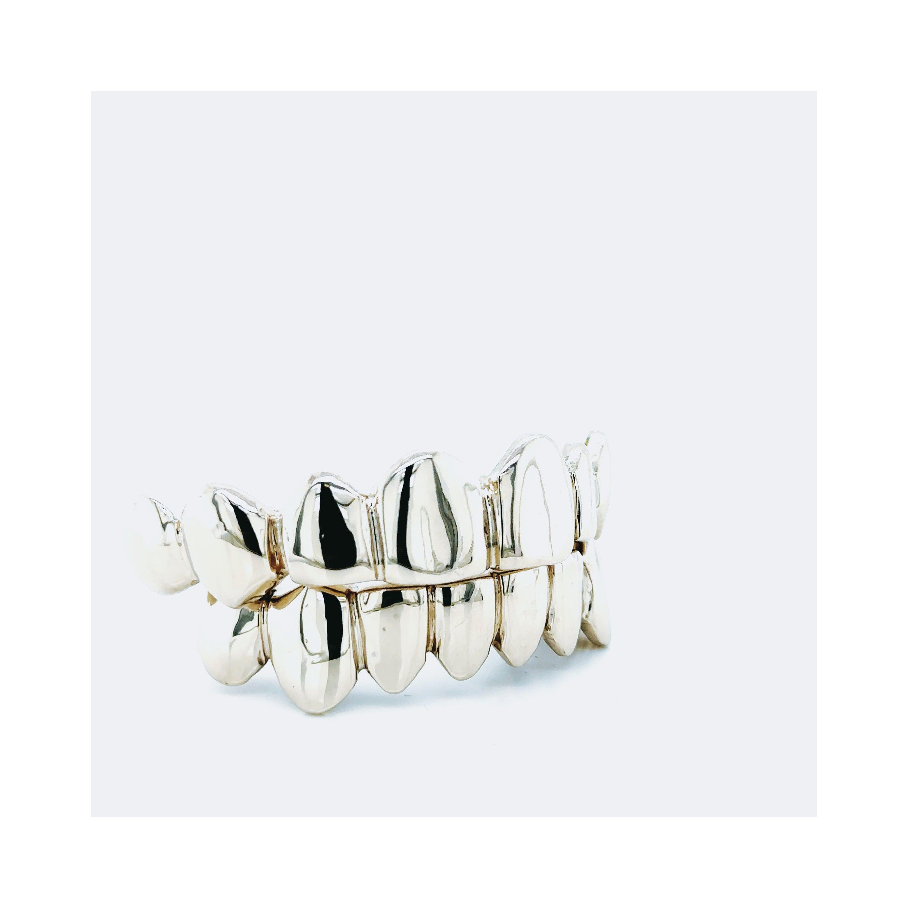 16pc White Gold Perm Cut Grillz - Seattle Gold Grillz