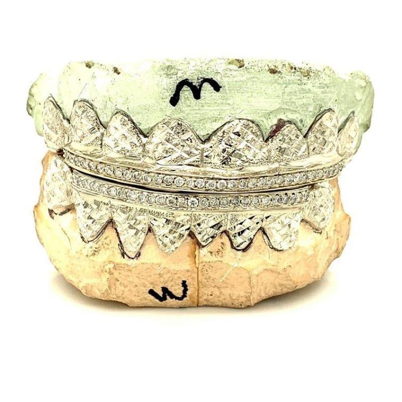 16pc White Gold Snowflake Diamond Grillz - Seattle Gold Grillz