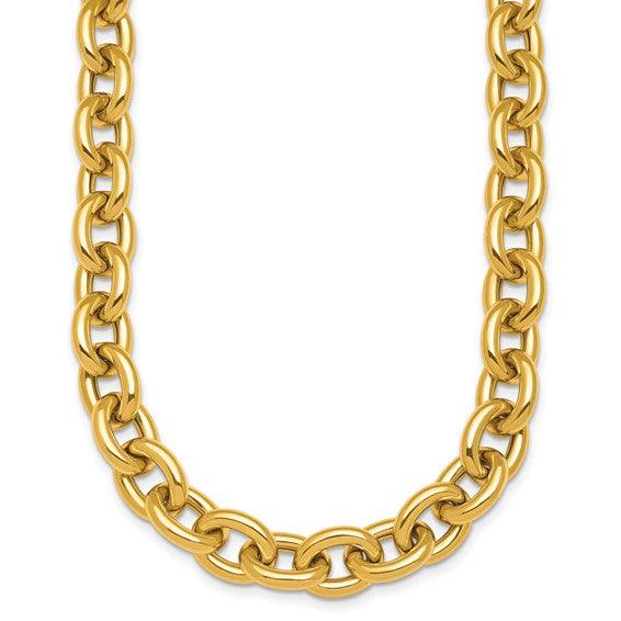 18K Polished 10.5mm Open Link Cable Necklace