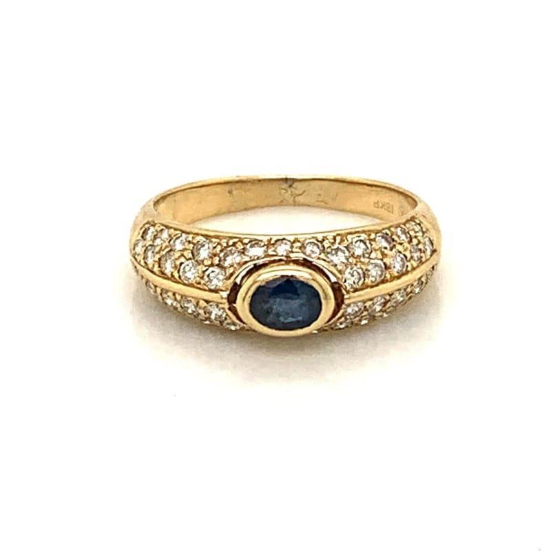 18k Gold Oval Sapphire & Diamond Ring. 1ctw in Diamonds! - Seattle Gold Grillz