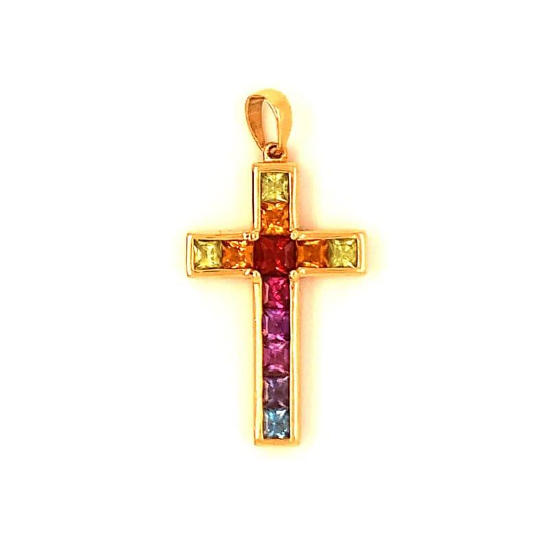 18k Multi-Colored Gemstone Pendant - Seattle Gold Grillz