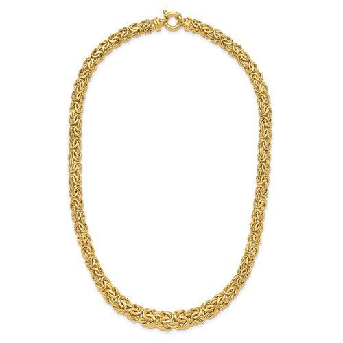 18K Polished Tapered Byzantine Necklace - Seattle Gold Grillz