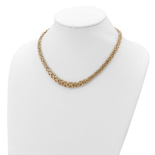 18K Polished Tapered Byzantine Necklace - Seattle Gold Grillz
