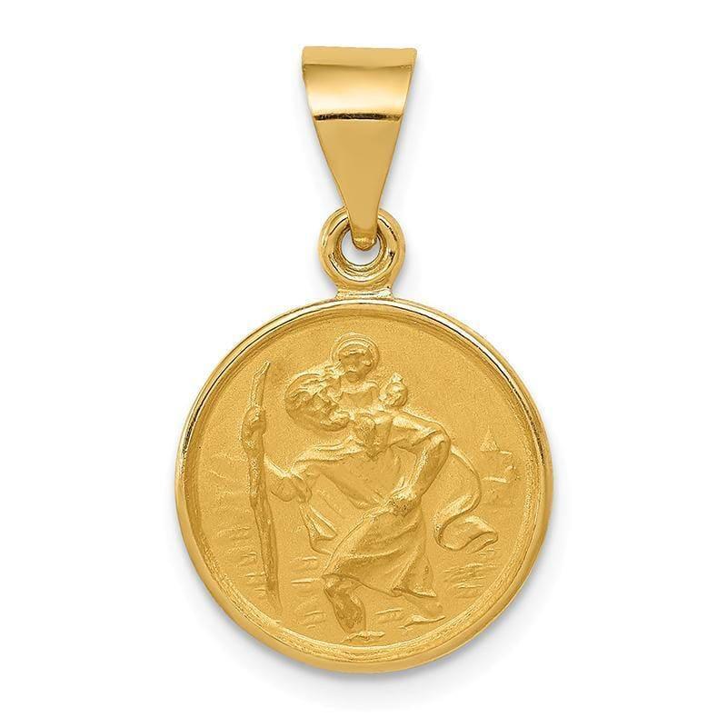 18k Saint Christopher Medal Pendant. Weight: 1.52, Length: 22mm, Width: 13mm - Seattle Gold Grillz