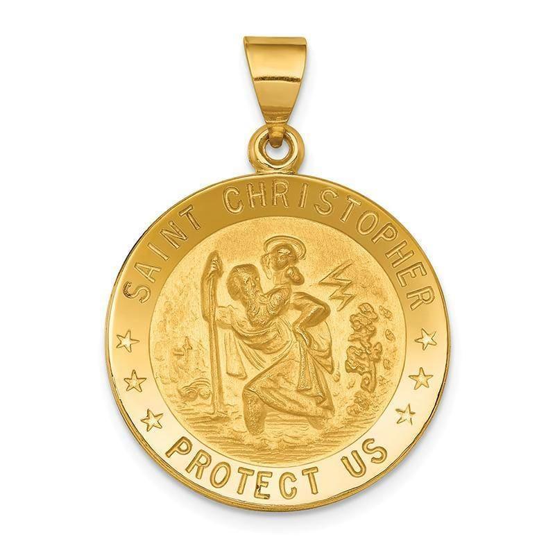 18k Saint Christopher Medal Pendant. Weight: 4.08, Length: 31, Width: 22mm - Seattle Gold Grillz