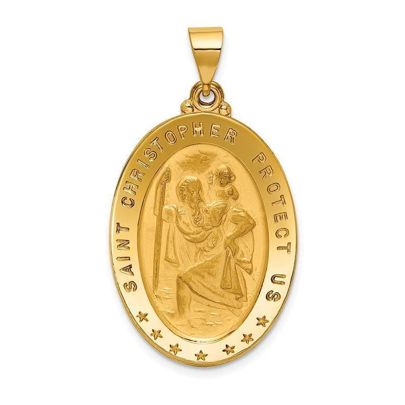 18k Saint Christopher Medal Pendant. Weight: 5.78, Length: 38, Width: 20mm - Seattle Gold Grillz