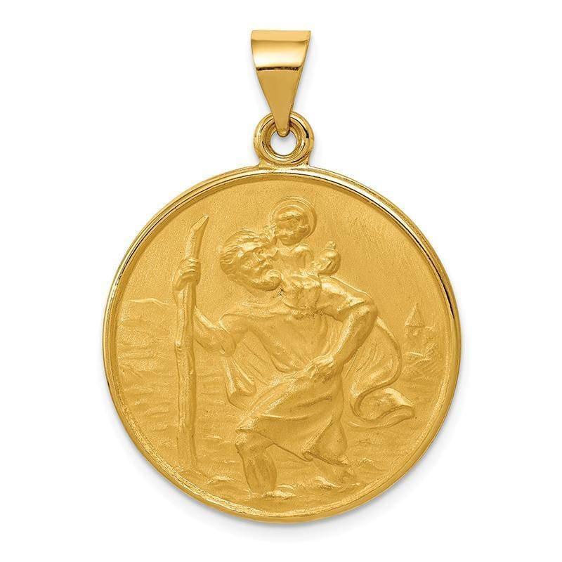 18k Saint Christopher Medal Pendant. Weight: 6.08, Length: 33, Width: 25mm - Seattle Gold Grillz