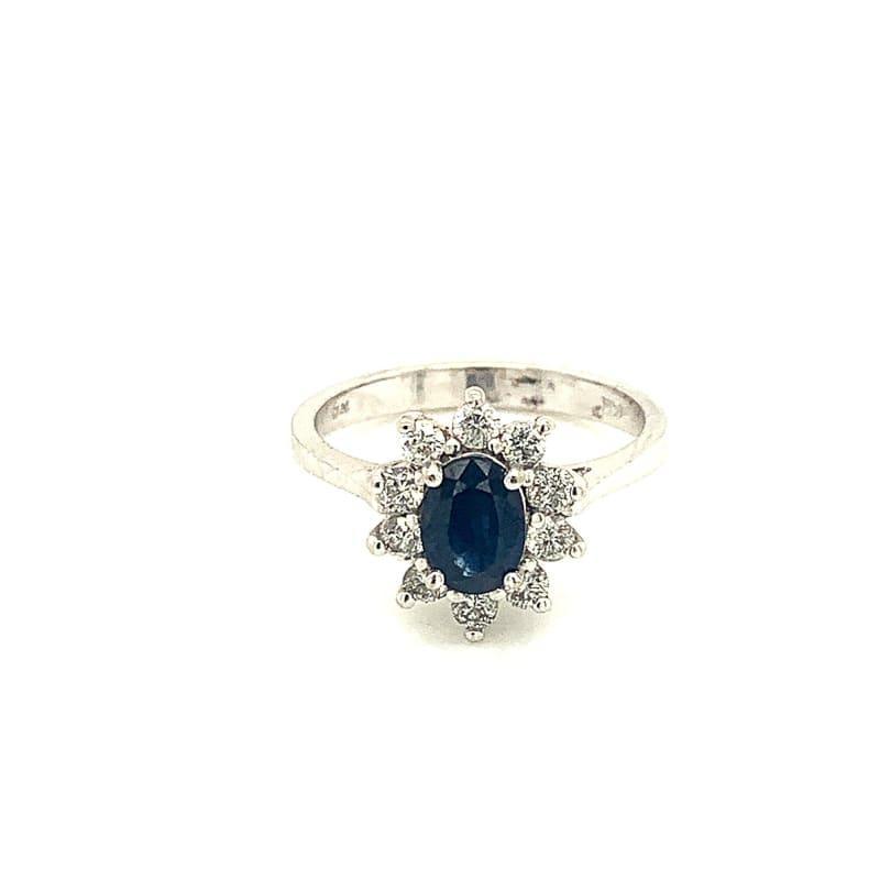 18k White Gold Sapphire Diamond Ring - Seattle Gold Grillz