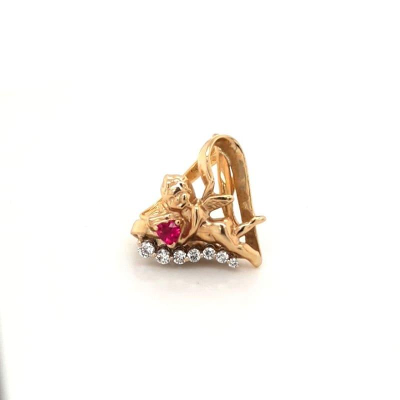 18k Yellow Gold Heart Cupid Ring - Seattle Gold Grillz