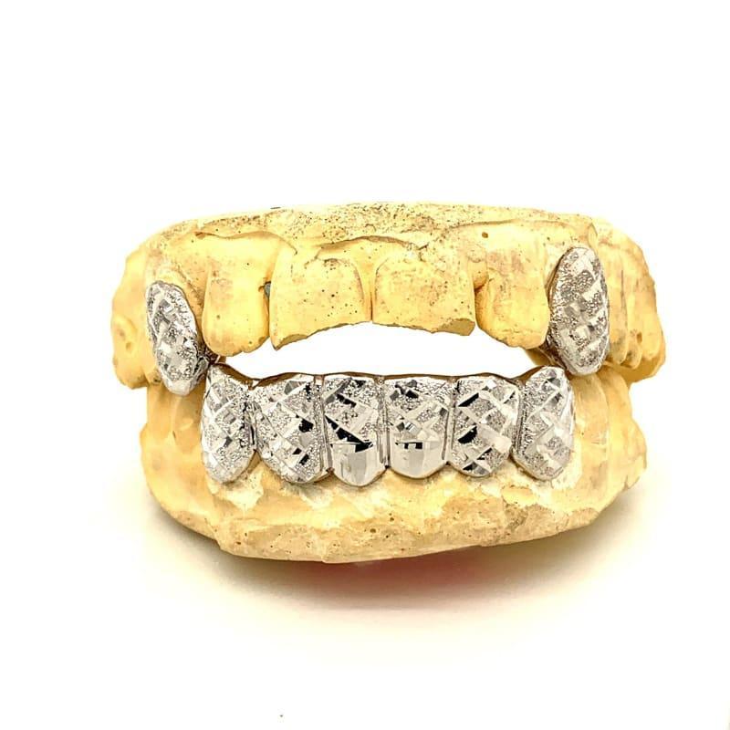 2 Top 6 Bottom Snowflake Grillz - Seattle Gold Grillz