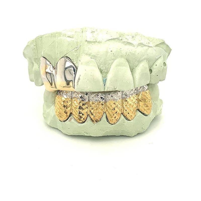 2 Top 6 Bottom Trillion Cut Grillz - Seattle Gold Grillz