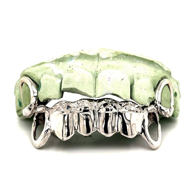 2 Top 6 Bottom White Gold Diamond Cut Grillz - Seattle Gold Grillz