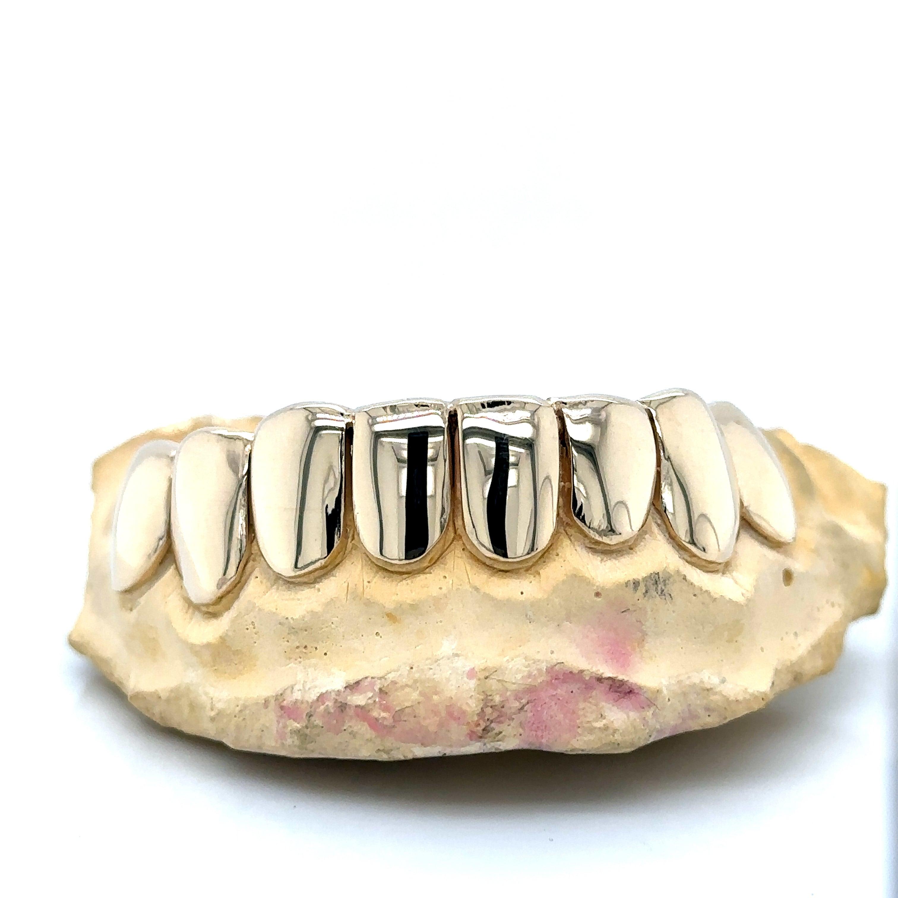 8pc Gold Perm Cut Bottom Grillz