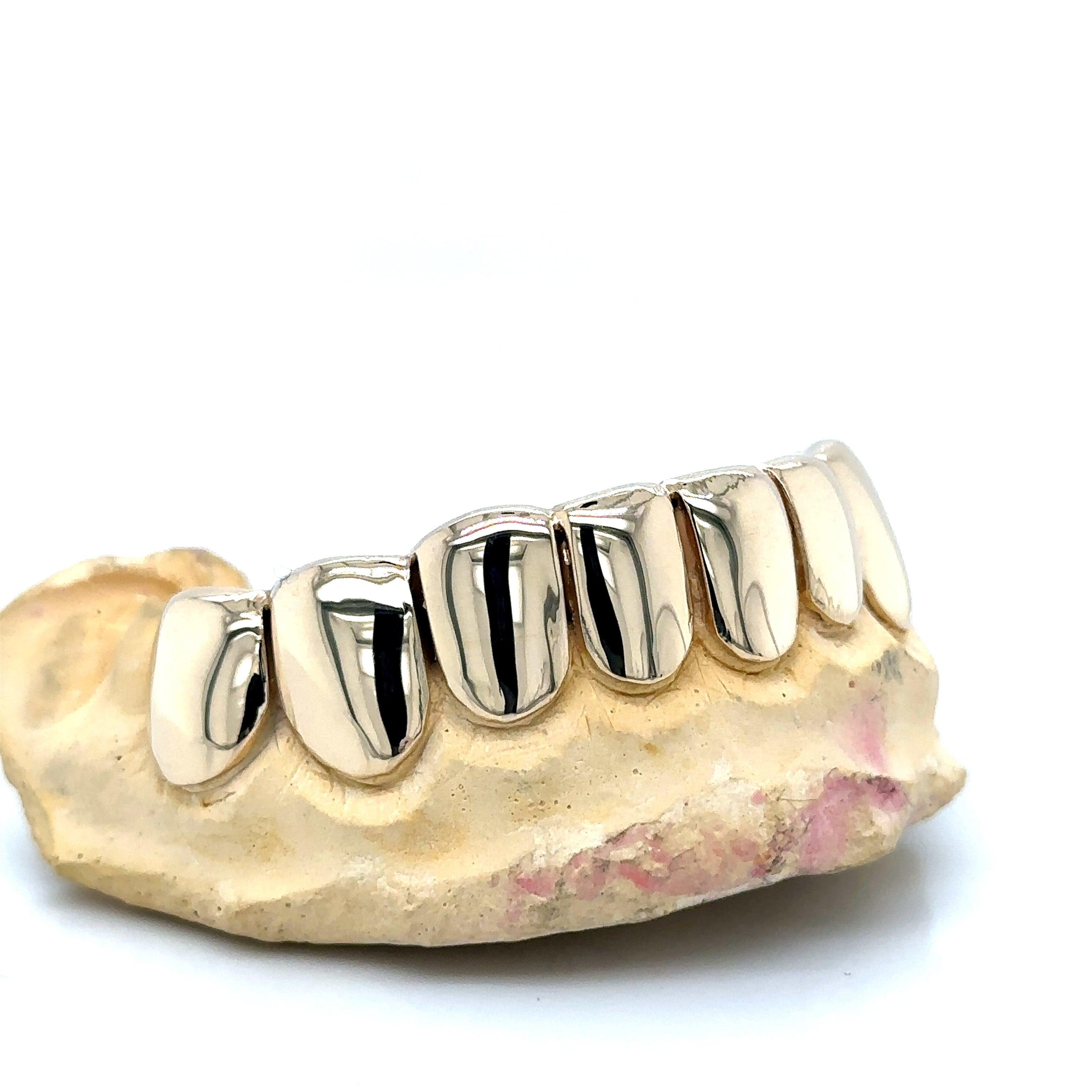 8pc Gold Perm Cut Bottom Grillz