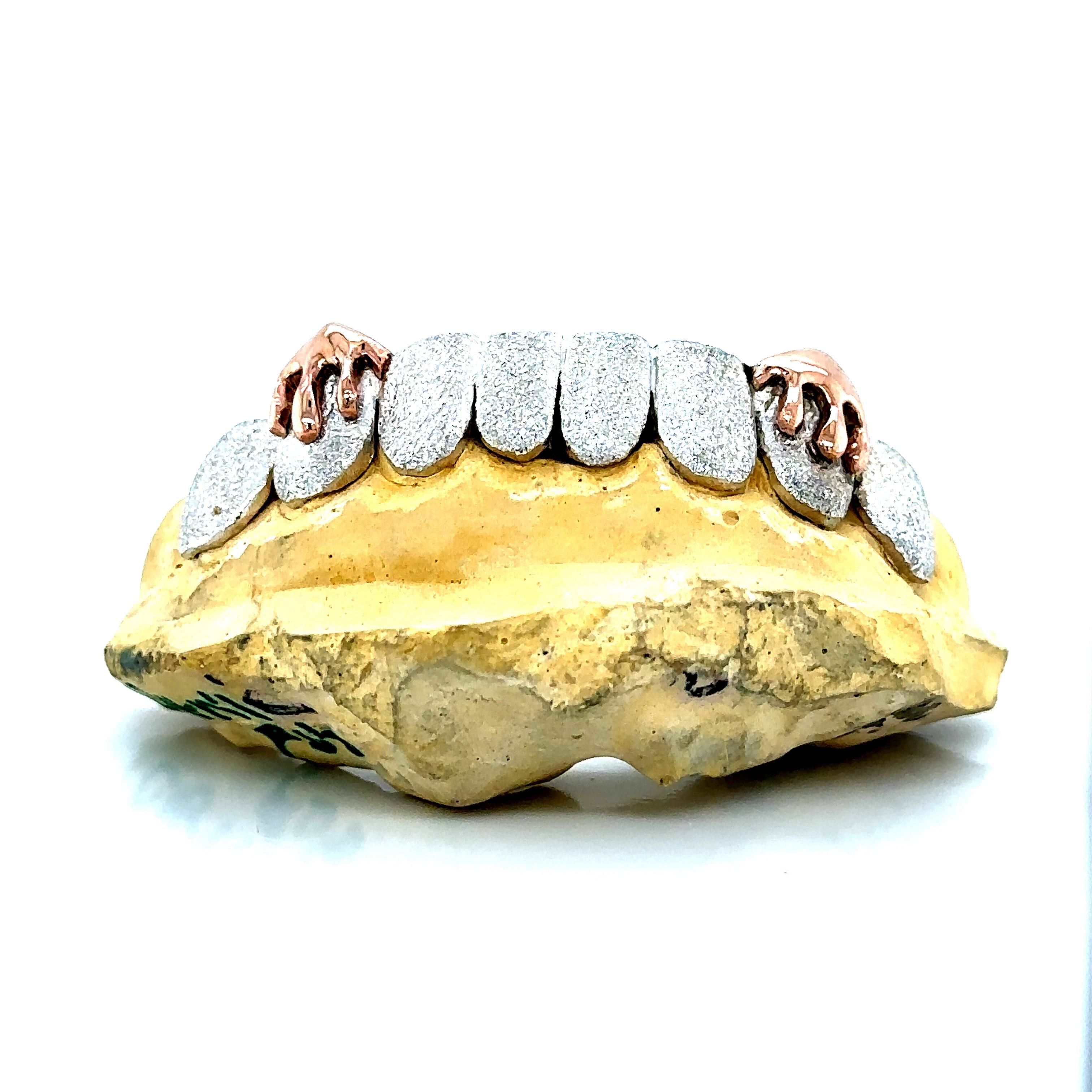 8pc Silver Diamond Dust Rose Gold Drip Bottom Grillz